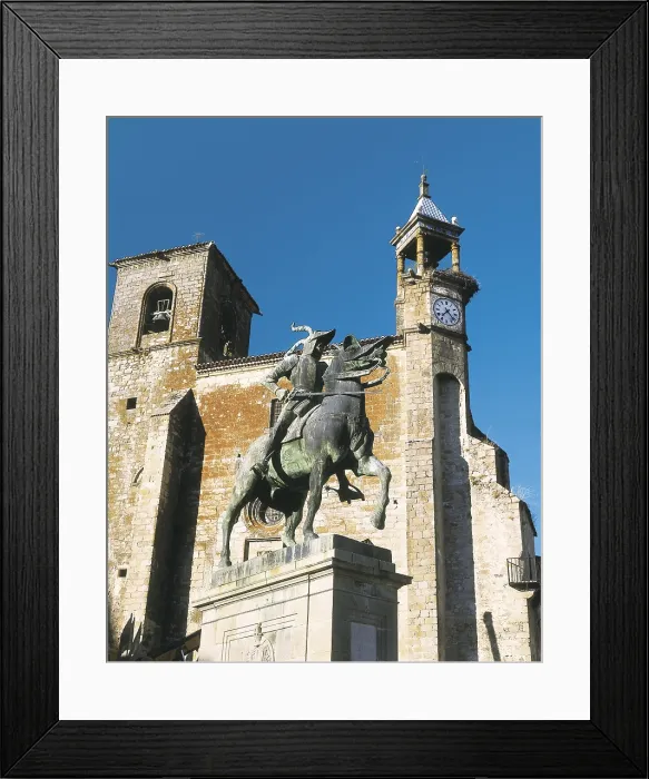 Framed Print : PIZARRO, Francisco (1476-1541). Spanish military man, conqueror of Peru. Equestrian statue of Pizarro. Sculpture on bronze. SPAIN. EXTREMADURA. CACERES. Trujillo