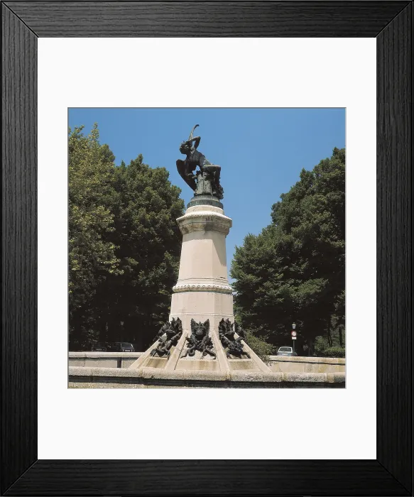 Framed Print : BELLVER Y RAMONRicardo (1845-1924). Fallen Angel. ca. 1878. SPAIN. Madrid. Retiro Park. Sculpture on bronze. AISA / Everett Collection (62262)**US SALES ONLY**