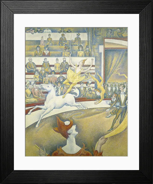 Framed Print : SEURAT, Georges (1859-1891). The Circus. 1891. Work begun by Seurat but finished by his friends. Pointillism. Oil on canvas. FRANCE. Paris. Muse d'Orsay (Orsay Museum) Framed Print : SEURAT, Georges (1859-1891). The Circus. 1891. Work begun by Seurat but finished by his friends. Pointillism. Oil on canvas. FRANCE. Paris. Muse d'Orsay (Orsay Museum)