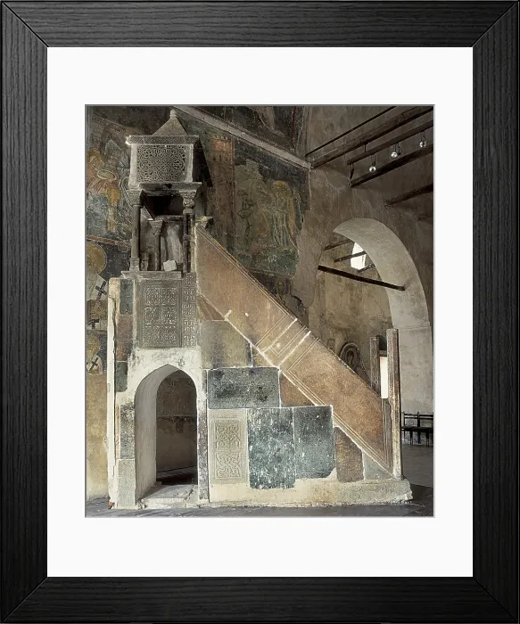 Framed Print : Cathedral of Saint Sophia. 11th-14th c. MACEDONIA. Ohrid. Staircase to the minbar or pulpit, built by Turks after the conquest. Late Byzantine art