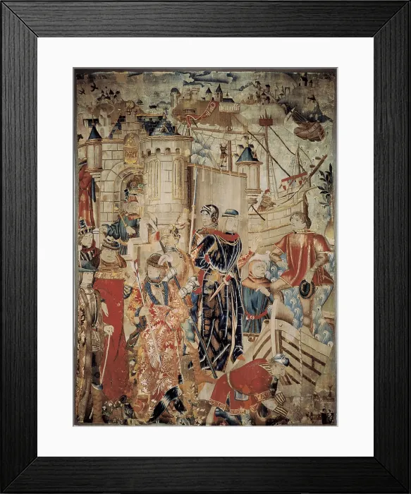 Framed Print : Laomedon denies to the Argonauts the access to Troy. Flemish art. Tapestry. BELGIUM. Tournai. Museum of Tapestry and Textile Arts