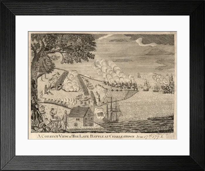Framed Print : The American Revolution. the Battle of Bunker Hill. A correct view of the late battle at Charlestown, June 17th. 1775