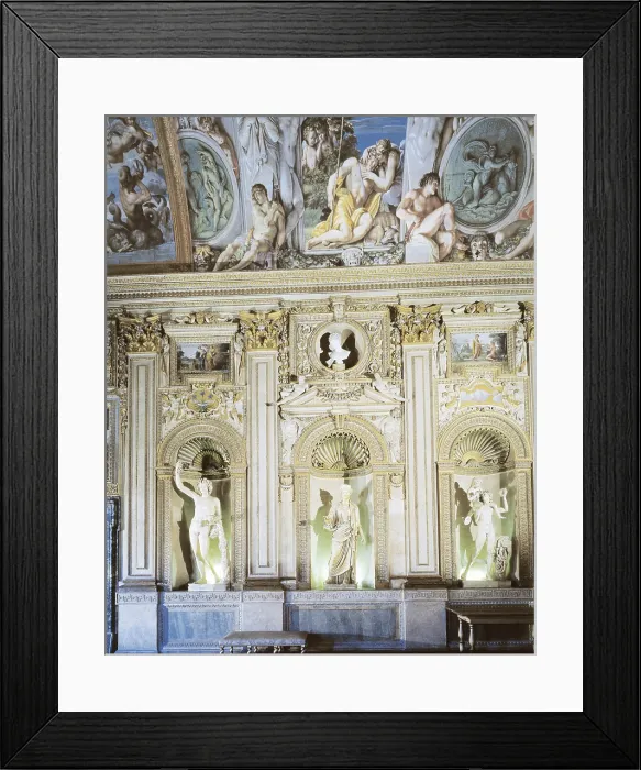 Framed Print : ITALY. Rome. Farnese Palace. Ceiling of the Carracci Galleryroom decorated from 1592 with the frescoes by the brothers Agostino and Annibale Carracci