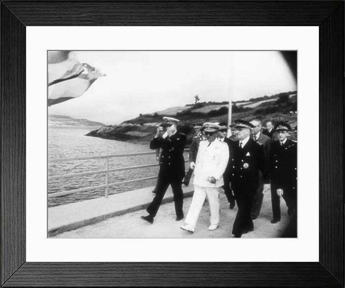 Framed Print : Spain. Franco's dictatorship (1939-1975). Frame of the NO-DO (TV News) with Franco inaugurating a marsh in Cantabria. AISA / Everett Collection (61684)**US SALES ONLY** Framed Print : Spain. Franco's dictatorship (1939-1975). Frame of the NO-DO (TV News) with Franco inaugurating a marsh in Cantabria. AISA / Everett Collection (61684)**US SALES ONLY**