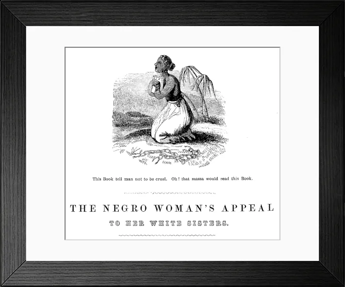 Framed Print : Image Detail from front page of abolitionist poem: The Negro Woman's Appeal To Her White Sisters, Richard Barrett, printer, Mark Lane, London, circa 1850s