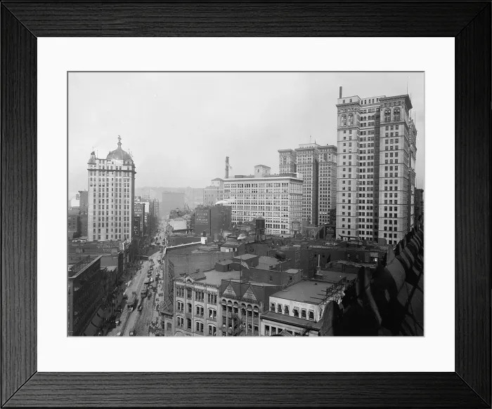 Framed Print : Pittsburgh. Liberty Avenue and skyscrapers, Pittsburgh, Pa. ca. 1920