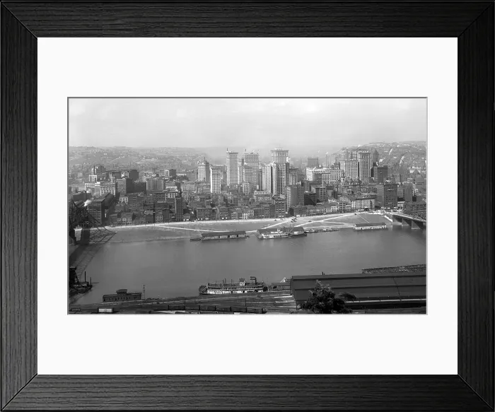 Framed Print : Pittsburgh. The skyline of Liberty Avenue and skyscrapers, Pittsburgh, Pa.ca. 1920