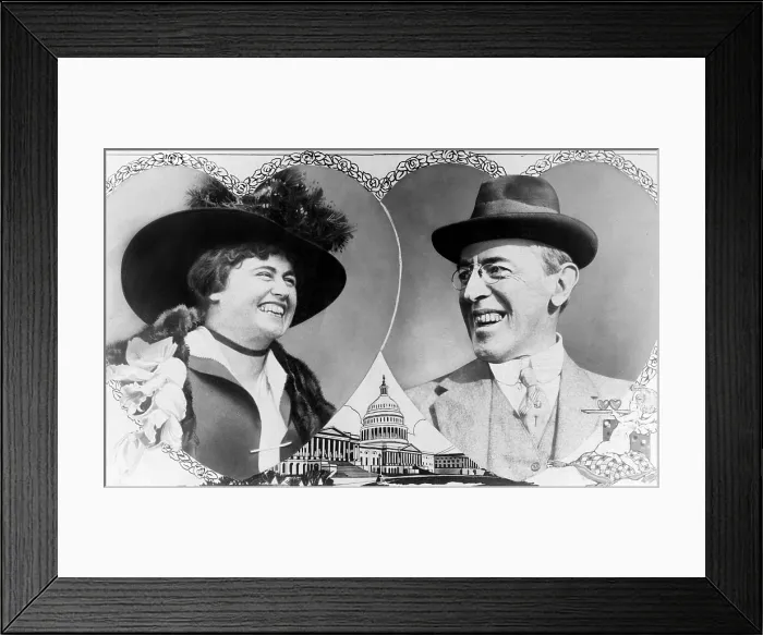 Framed Print : Sweethearts. President Woodrow Wilson and future First Lady Edith Bolling Galt ina presidential valentine prior to their marriage, 1915