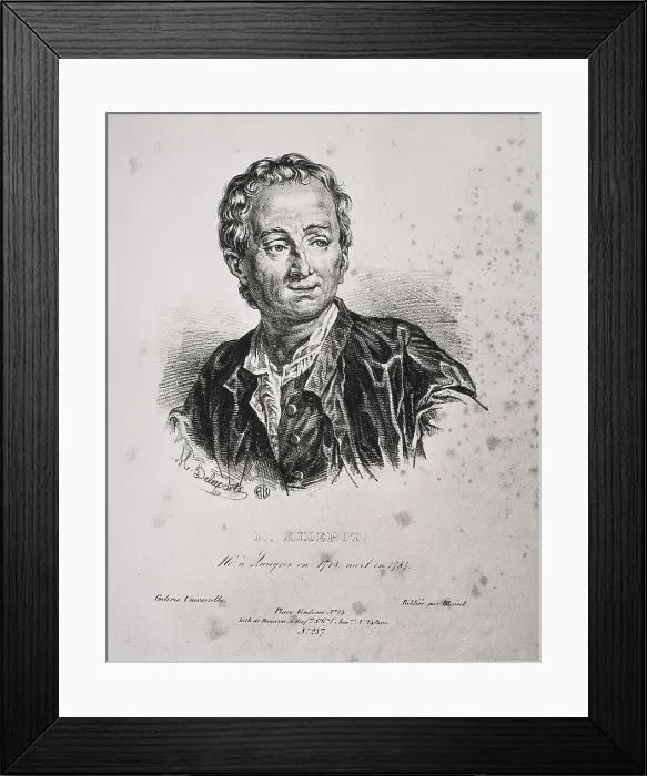 Framed Print : ROLAND DE LA PORTE, Henri Horace (1724-1793). Denis Diderot. end 18th c. Engraving. ITALY. Milan