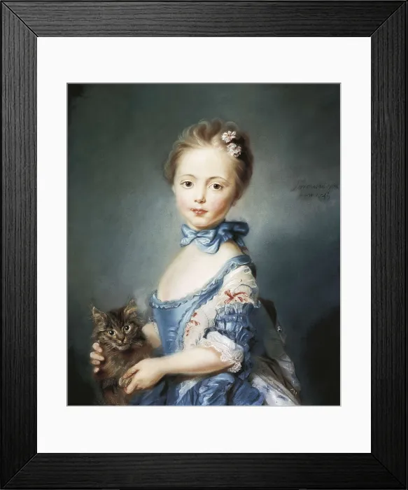 Framed Print : PERRONNEAU, Jean-Baptiste (1715-1783). A Girl with a Kitten. 1745. Pastel on paper. Rococo art. Pastel. UNITED KINGDOM. London. National Gallery Framed Print : PERRONNEAU, Jean-Baptiste (1715-1783). A Girl with a Kitten. 1745. Pastel on paper. Rococo art. Pastel. UNITED KINGDOM. London. National Gallery