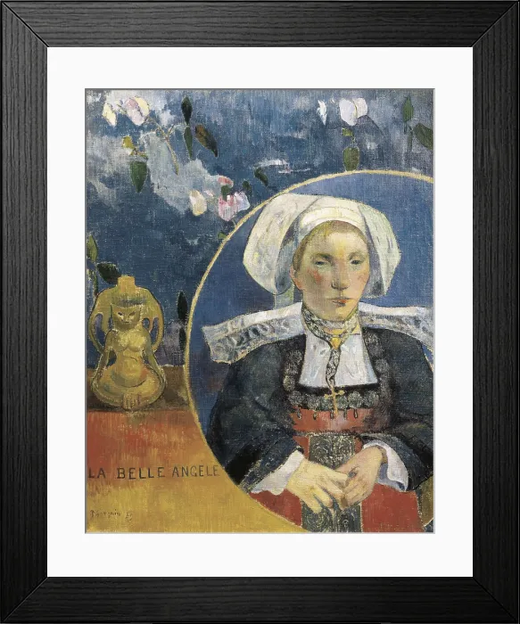 Framed Print : GAUGUIN, Paul (1848-1903). The Beautiful Angele (Madame Angele Satre, the Innkeeper at Pont-Aven). 1889. Madame Angele Satre (1886-1932), the Innkeeper at Pont-Aven. Symbolism