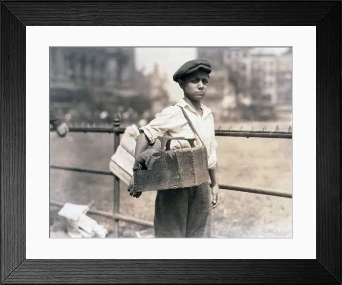 Framed Print : Child labor, Bootblack near City Hall Park, New York City. photograph by Lewis Wickes Hine, July, 1924 Framed Print : Child labor, Bootblack near City Hall Park, New York City. photograph by Lewis Wickes Hine, July, 1924
