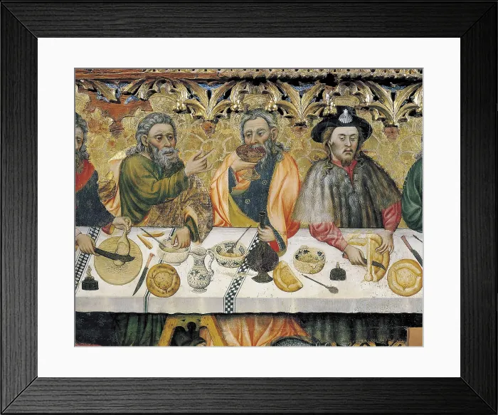 Framed Print : FERRER, Jaume (15th century). The Last Supper. ca. 1370-1400. Catalan School. Left detail. Gothic art. Tempera on wood. SPAIN. Solsona. Diocesan and Regional Museum. Proc: SPAIN
