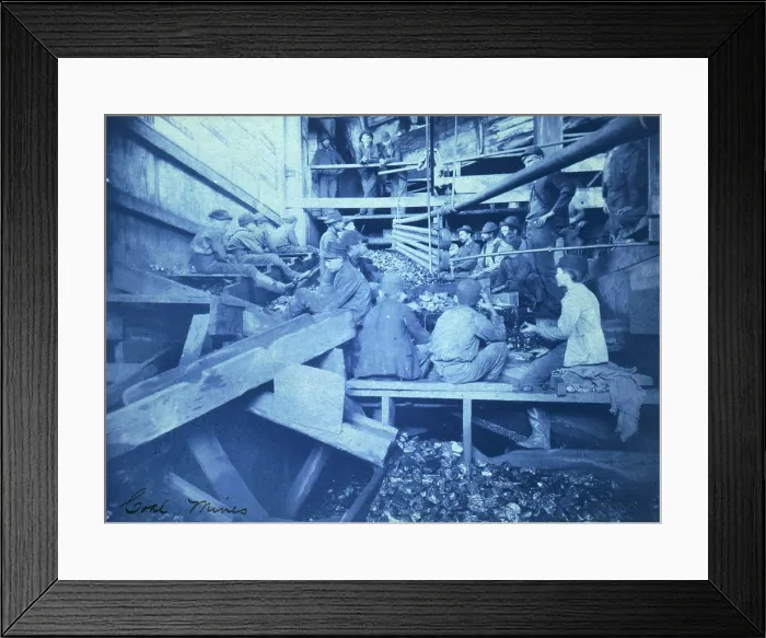 Framed Print : Child labor. Breaker boys in Kohinor mine, Shenandoah City, Pa. cyanotype ca. 1891