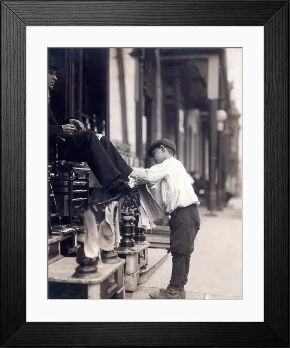 Framed Print : Child labor, Bootblack at 2 West 4th Street, Wilmington, Delaware. photograph by Lewis Wickes Hine, May, 1910 Framed Print : Child labor, Bootblack at 2 West 4th Street, Wilmington, Delaware. photograph by Lewis Wickes Hine, May, 1910
