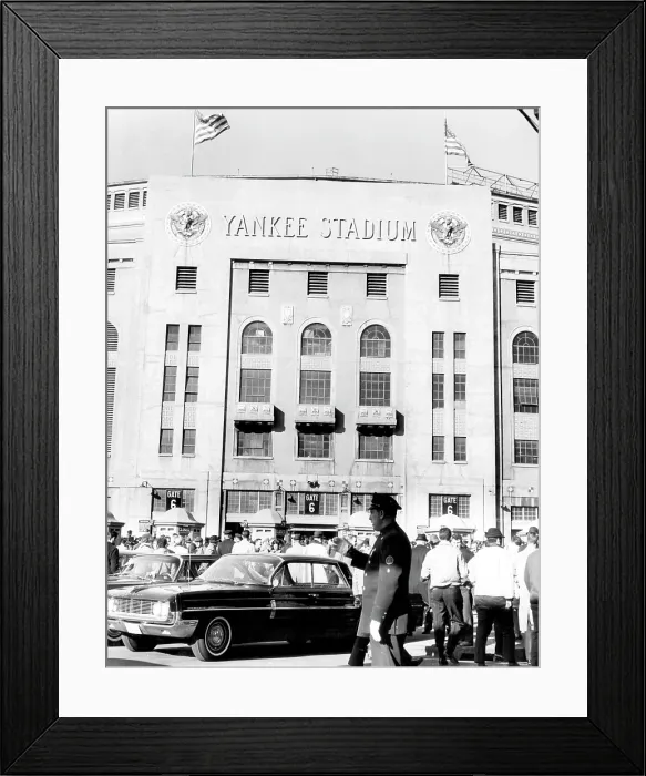 Framed Print : Yankee Stadium, fans arrive to watch the game between the New York Giants and the St. Louis Cardinals, New York, November 24, 1963. Courtesy: CSU Archives / Everett Collection