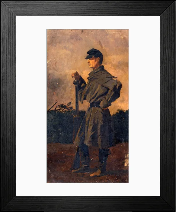 Framed Print : The Civil War, camp sentry, Rappahannock Station, Virginia, by Edwin Forbes, January 18, 1864