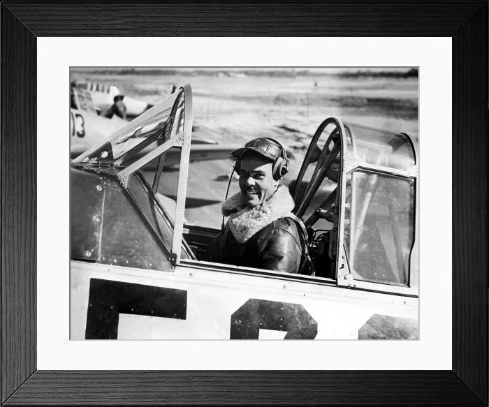 Framed Print : Captain Benjamin Oliver Davis of the 99th Pursuit Squadron, shown in the cockpit of an advances trainer, Tuskegee, Alabama, 1 / 23 / 42.. Courtesy: CSU Archives  /  Everett Collection