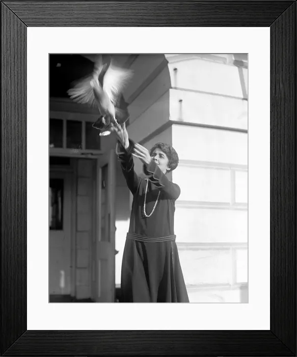 Framed Print : Grace Coolidge (1879-1957), First Lady 1923-1929; original caption: Mrs. Coolidge with Pigeon, December 8, 1923 Framed Print : Grace Coolidge (1879-1957), First Lady 1923-1929; original caption: Mrs. Coolidge with Pigeon, December 8, 1923