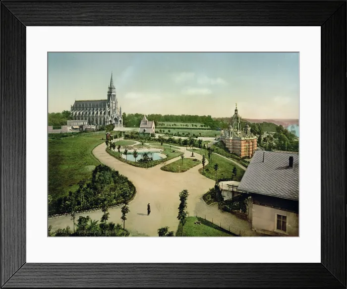 Framed Print : Joan of Arc, Notre Dame de Bon Secours and Joan of Arc's monument, Rouen, France, photochrom, 1890-1900