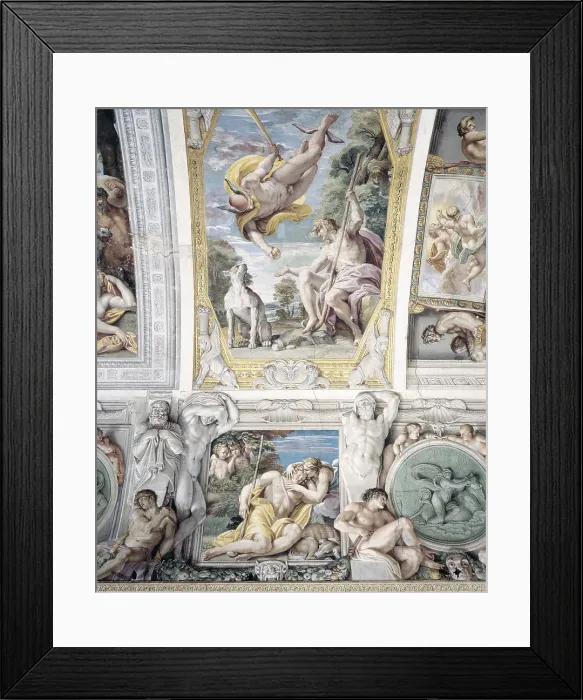 Framed Print : CARRACCIAgostino (1557-1602); CARRACHEAnnibale. The Galleria Farnese. 1597-1602. ITALY. Rome. Farnese Palace. Paris and Mercury. Baroque art. Fresco