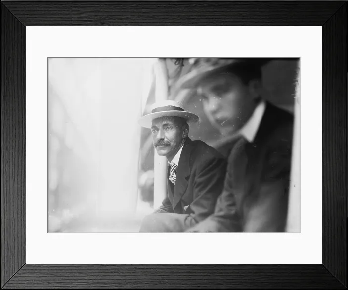 Framed Print : John Jacob Astor IV (left), leaning from a train window, circa 1909 Framed Print : John Jacob Astor IV (left), leaning from a train window, circa 1909