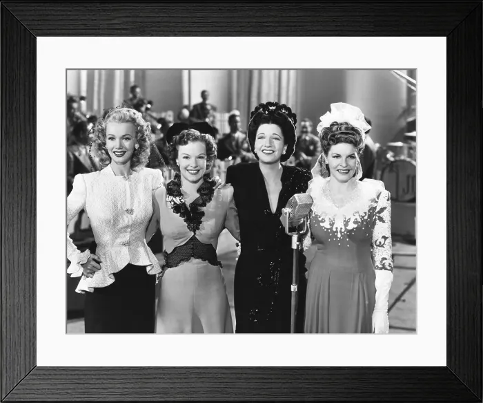 Framed Print : FOUR JILLS IN A JEEP, from left, Carole Landis, Mitzi Mayfair, Kay Francis, Martha Raye, 1944, TM & copyright 20th Century Fox Film Corp