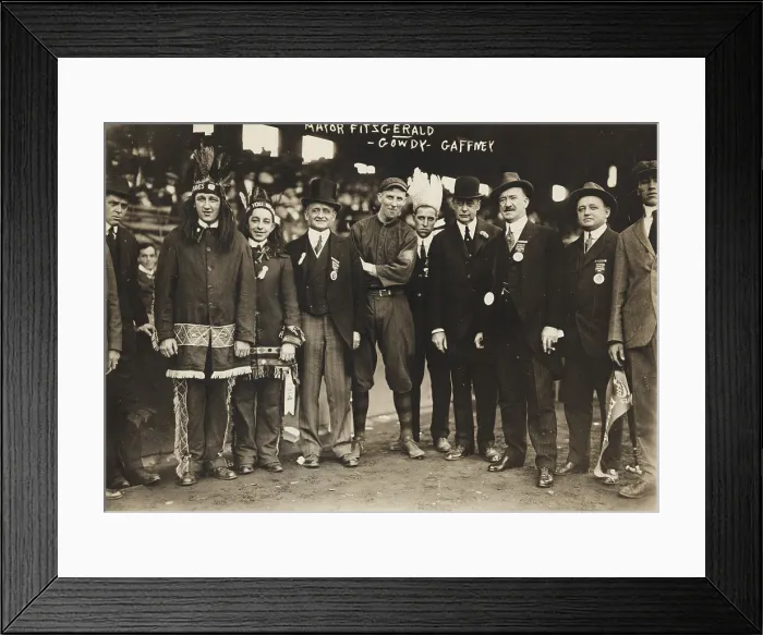 Framed Print : John Francis Fitzgerald, aka Honey Fitz (center in top hat), mayor of Boston, on opening day of the World Series, Boston 1914
