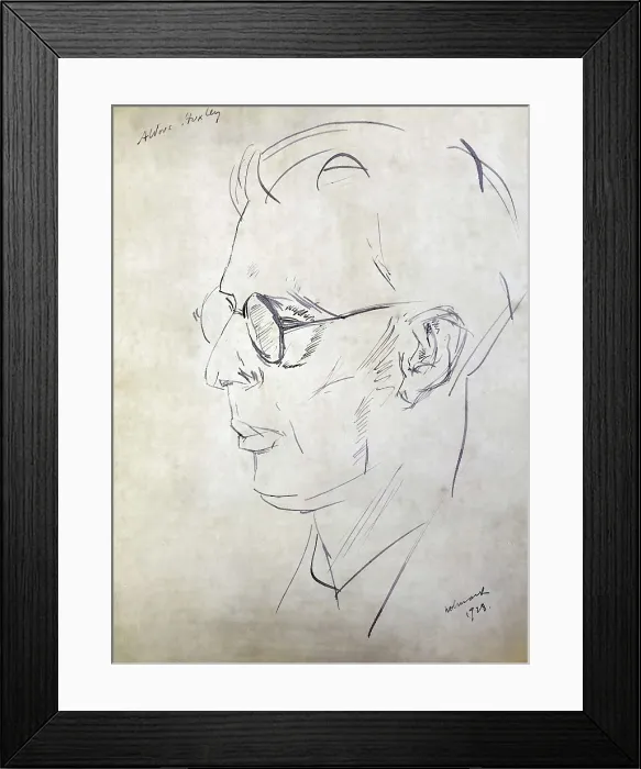 Framed Print : WOLMARK, Alfred Aaron (1877-1961). Aldous Huxley. 1928. Portrait. Bust. Post-Impressionism. Drawing. UNITED KINGDOM. London. National Portrait Gallery