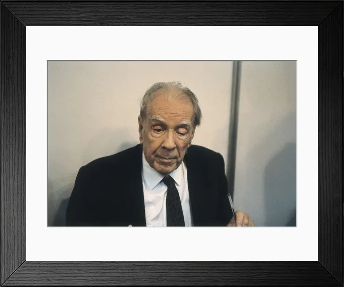 Framed Print : BORGES, Jorge Luis (1899-1986). Borges in the Book Fair of Barcelona in 1985. AISA / Everett Collection**US SALES ONLY** Framed Print : BORGES, Jorge Luis (1899-1986). Borges in the Book Fair of Barcelona in 1985. AISA / Everett Collection**US SALES ONLY**