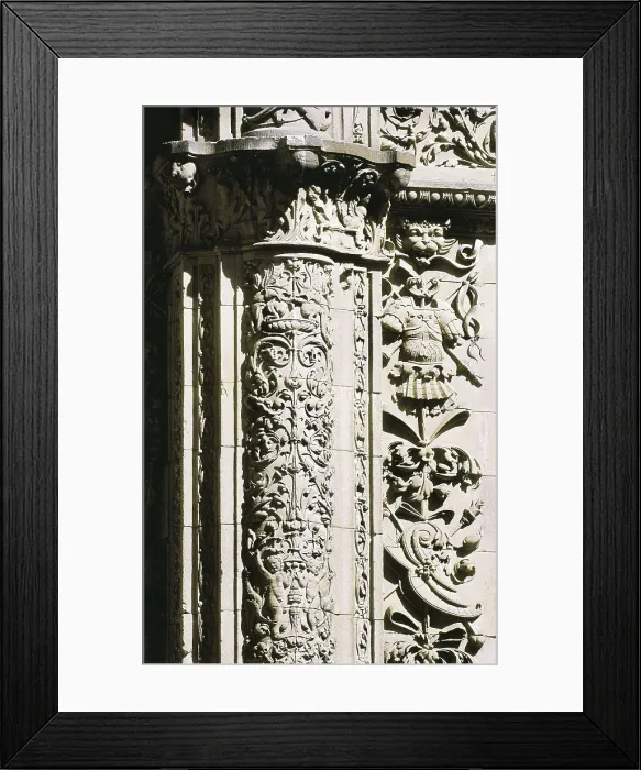 Framed Print : SPAIN. Salamanca. University of Salamanca. Grotesque decoration in a column attached to the facade. Renaissance art. Plateresque. Relief. AISA / Everett Collection**US SALES ONLY**