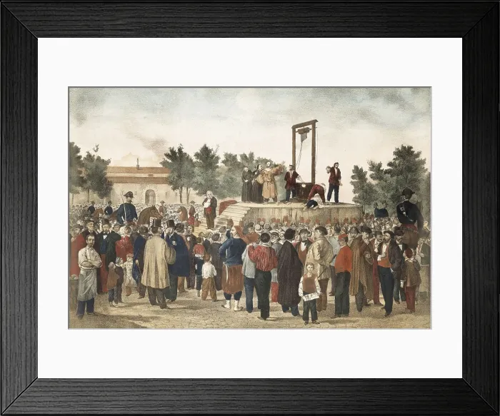 Framed Print : ORSINIFelice (1819-1858). Italian patriot who committed an outrage against Napoleon III (1858). Execution of Orsini. Engraving. AISA / Everett Collection (69118)**US SALES ONLY** Framed Print : ORSINIFelice (1819-1858). Italian patriot who committed an outrage against Napoleon III (1858). Execution of Orsini. Engraving. AISA / Everett Collection (69118)**US SALES ONLY**