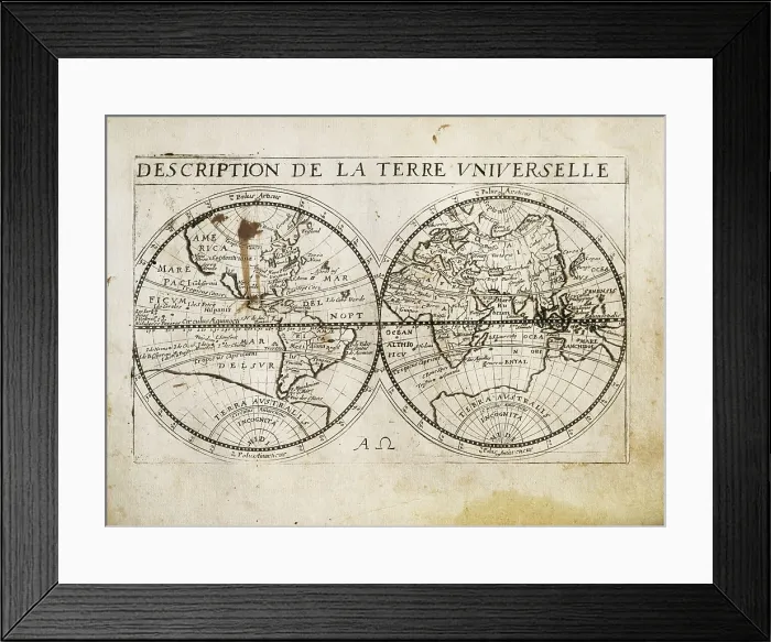 Framed Print : Description de la Terre Universelle (1667). Map. AISA / Everett Collection (86110)**US SALES ONLY**