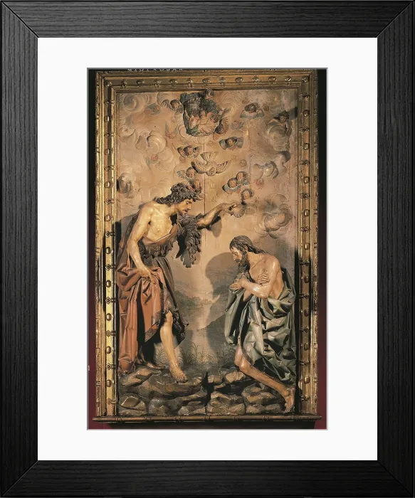 Framed Print : FERNANDEZ, Gregorio (1576-1636). Baptism of Christ. 1624. Baroque art. Sculpture on wood. SPAIN. Valladolid. National Museum of Sculpture. AISA / Everett Collection**US SALES ONLY** Framed Print : FERNANDEZ, Gregorio (1576-1636). Baptism of Christ. 1624. Baroque art. Sculpture on wood. SPAIN. Valladolid. National Museum of Sculpture. AISA / Everett Collection**US SALES ONLY**