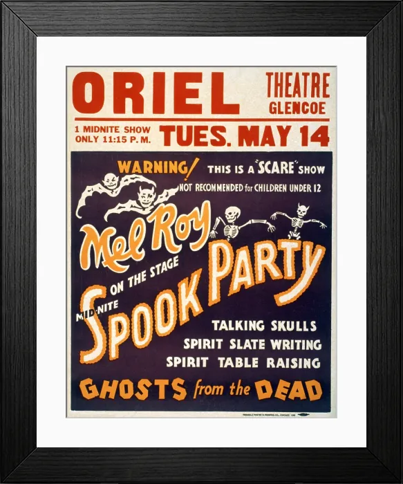 Framed Print : Poster for horror / spook show, with Mel Roy, May 14, 1935 Framed Print : Poster for horror / spook show, with Mel Roy, May 14, 1935