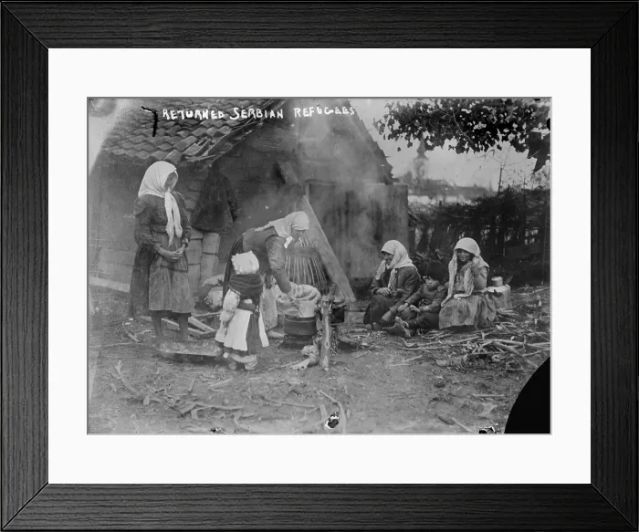 Framed Print : WORLD WAR I, returned Serbian refugees, photograph circa 1914 Framed Print : WORLD WAR I, returned Serbian refugees, photograph circa 1914