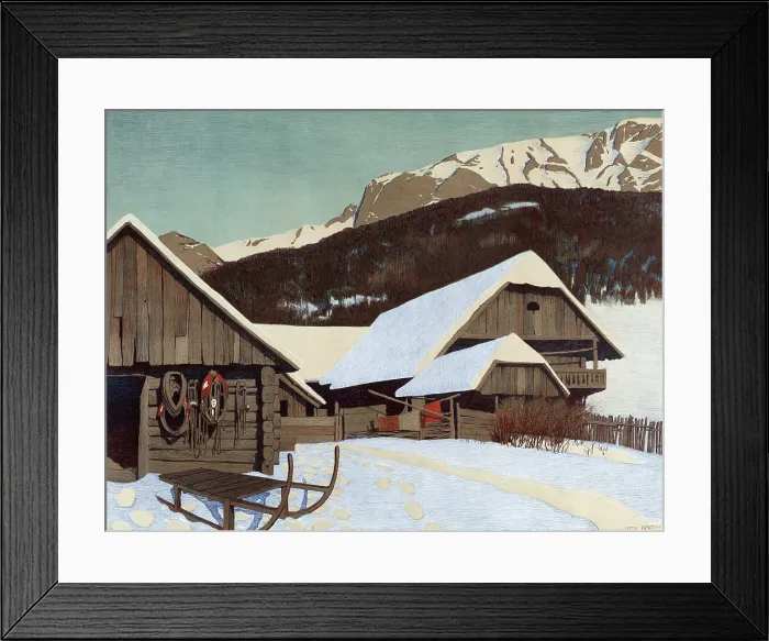 Framed Print : Winter Scene, chromolithograph, 1840-1890