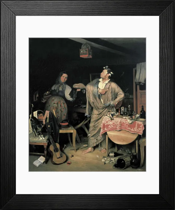 Framed Print : FEDOTOV, Pavel Andreevich (1815-1852). Newly Decorated (The Morning after the Official Has Received His First Decoration). 1846. Oil on canvas. RUSSIA. Moscow. Tretyakov Gallery