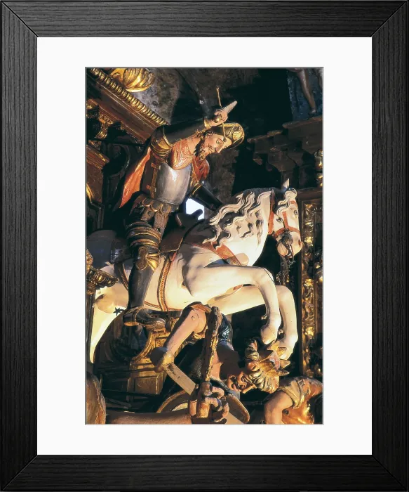 Framed Print : SPAIN. Santiago de Compostela. Cathedral of Santiago de Compostela. Detail of the High Altar. Saint Jamesson of Zebedee (18th c.). Baroque art. Sculpture Framed Print : SPAIN. Santiago de Compostela. Cathedral of Santiago de Compostela. Detail of the High Altar. Saint Jamesson of Zebedee (18th c.). Baroque art. Sculpture
