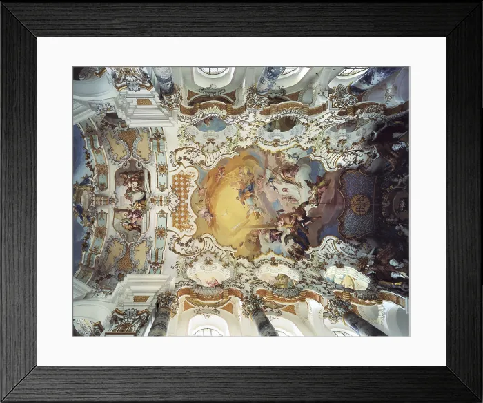 Framed Print : ZIMMERMANN, Johann Baptist (1680-1758); ZIMMERMANN, Dominikus (1685-1766). Pilgrimage Church of Wies. 1745-1754. GERMANY. Wies. Pilgrimage Church