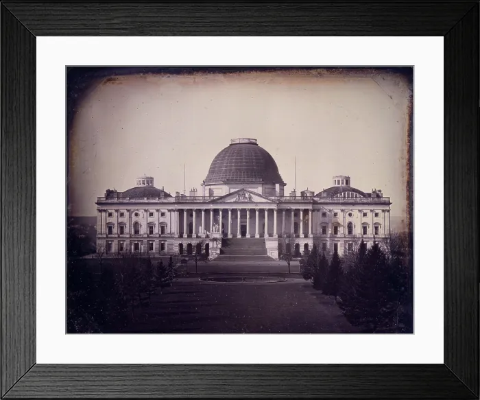 Framed Print : United States Capitol building, Washington DC, Daguerreotype created by John Plumbe, circa 1846. 3g03595u