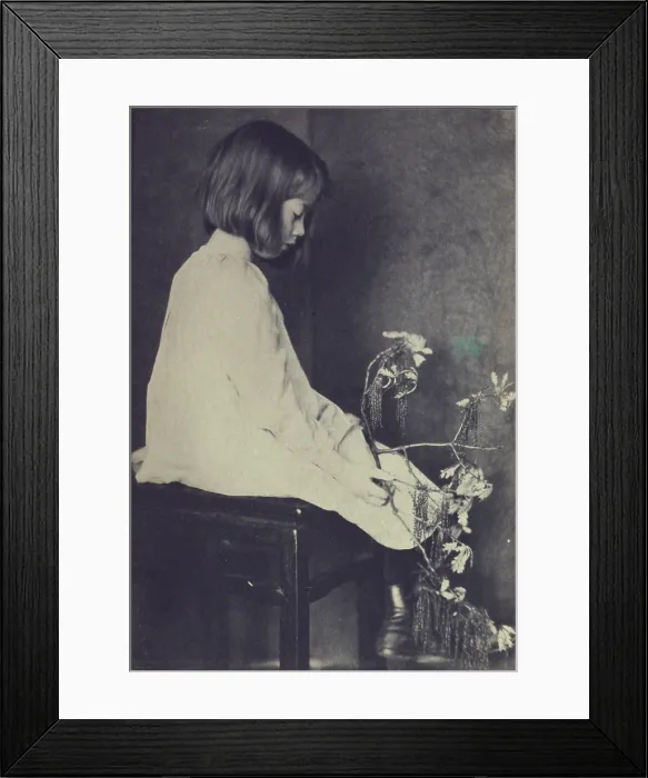 Framed Print : Child with oak branch, photograph by Eva Watson Schutze, 1900