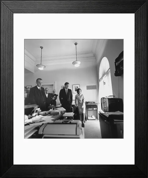Framed Print : John Kennedy and others watching the first manned U.S. space flight of Astronaut Alan Shepard, on television in the White House West Wing Framed Print : John Kennedy and others watching the first manned U.S. space flight of Astronaut Alan Shepard, on television in the White House West Wing