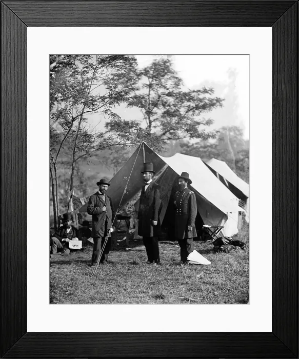 Framed Print : The Civil War, Antietam, Md. Allan Pinkerton, President Abraham Lincoln, Major General John A