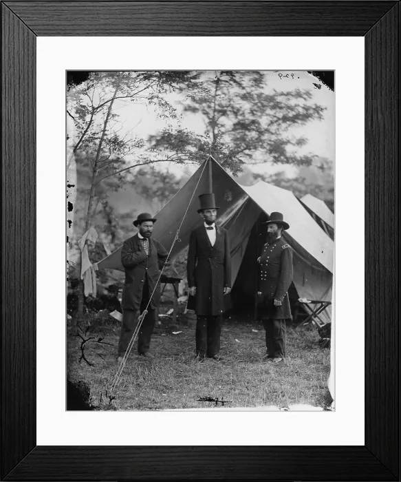 Framed Print : The Civil War, Antietam, Md. Allan Pinkerton, President Abraham Lincoln, Major General John A