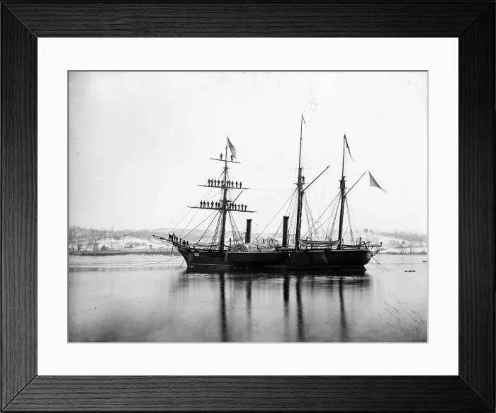 Framed Print : The Civil War, Washington, District of Columbia, Brazilian Steam Frigate at Navy Yard, Yards manned on the occasion of the President's visit, January 1863
