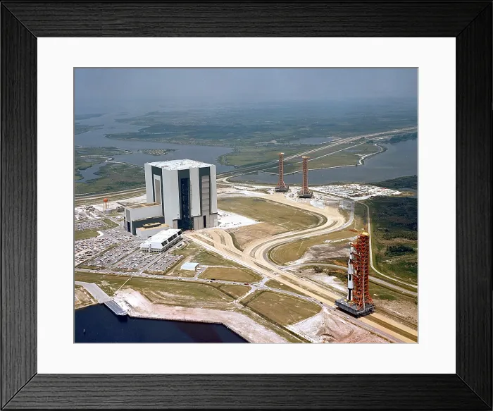 Framed Print : Apollo Saturn V Facilities Test vehicle rolling out of the Vehicle Assembly Building (VAB) and heading to Launch Complex 39A