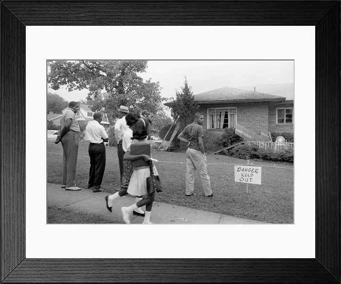 Framed Print : African Americans viewing the bomb-damaged home of Arthur Shores, NAACP attorney, by Marion S. Trikosko, Birmingham, Alabama, September 5, 1963 Framed Print : African Americans viewing the bomb-damaged home of Arthur Shores, NAACP attorney, by Marion S. Trikosko, Birmingham, Alabama, September 5, 1963