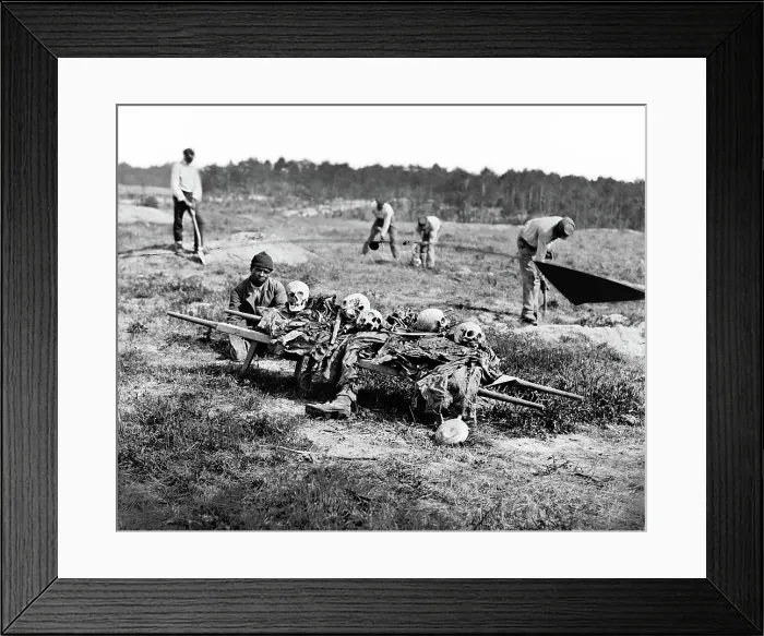 Framed Print : Cold Harbor, Va. African Americans collecting bones of soldiers killed in the battle. Photograph from the main eastern theater of war, Grant's Wilderness Campaign Framed Print : Cold Harbor, Va. African Americans collecting bones of soldiers killed in the battle. Photograph from the main eastern theater of war, Grant's Wilderness Campaign