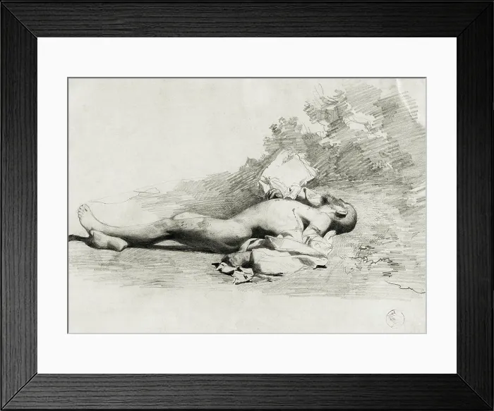 Framed Print : FORTUNYMariano (1838-1874). Dead MoorNaked. 1859 - 1860. Sketches of the African War. Romanticism. Drawing. SPAIN. Reus. Salvador Vilaseca Regional Museum